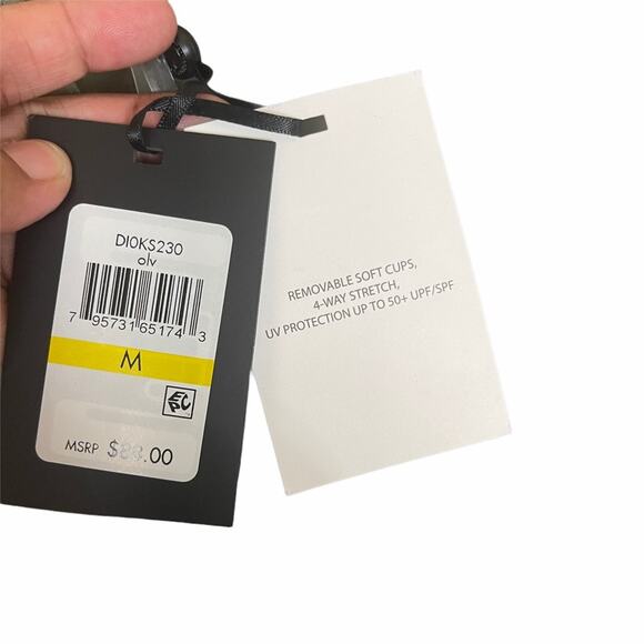 DKNY Twist Front Halter Tankini Swim Top Olive M - Picture 10 of 11